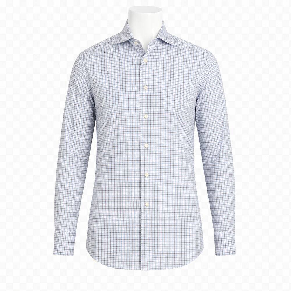 Eton Contemporary Men's Blue Plaid Button Down Shirt - Size 38 15